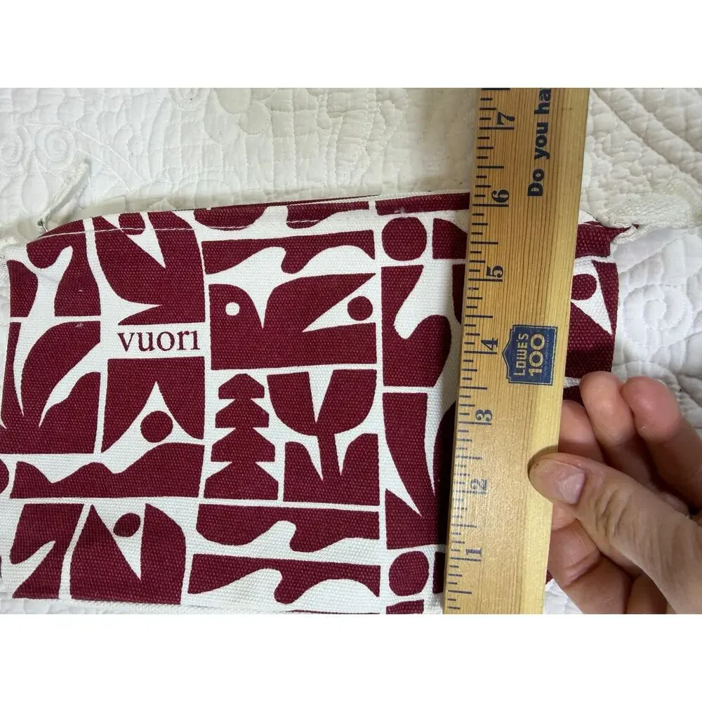 Vuori Red White Holiday Pouch Travel Cosmetic Zip Bag Festive Gift Accessory
